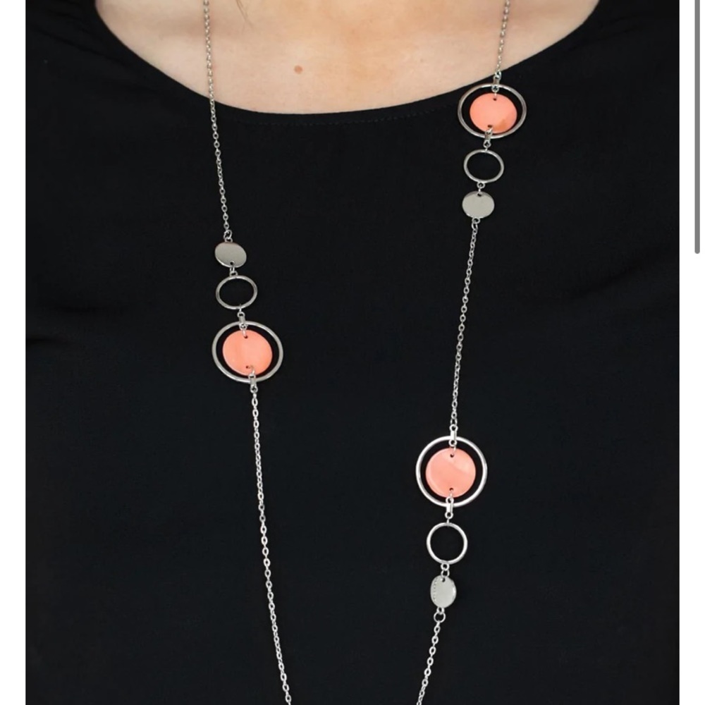 Laguna Lounge Orange  long necklace with free earrings